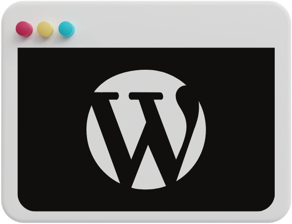 Uma tela branca com fundo escuro e a logo do WordPress no meio