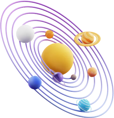 varios planetas rodando em circulo em volta do sol